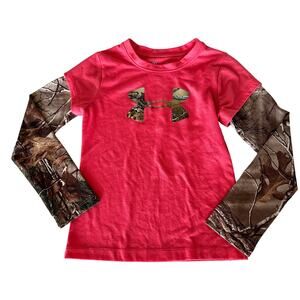 Under Armour Pink Camo Long Sleeve Layered Tee - Size 5